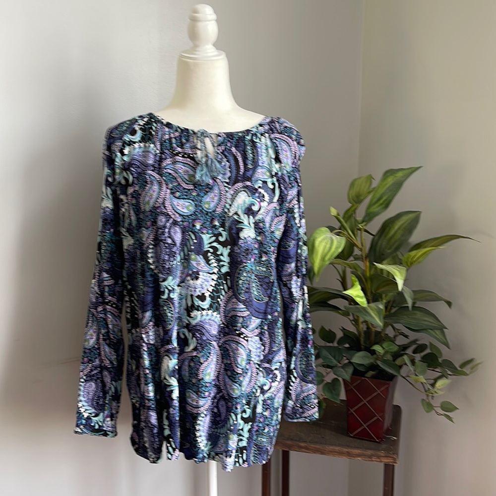 J.Jill Paisley Print Peasant Blouse Large EUC